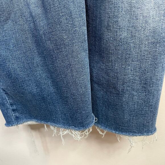 Evereve Stretch Denim Wide Leg Cropped Crop Bib Overalls Raw Hem Jean womens 30 - Picture 13 of 16